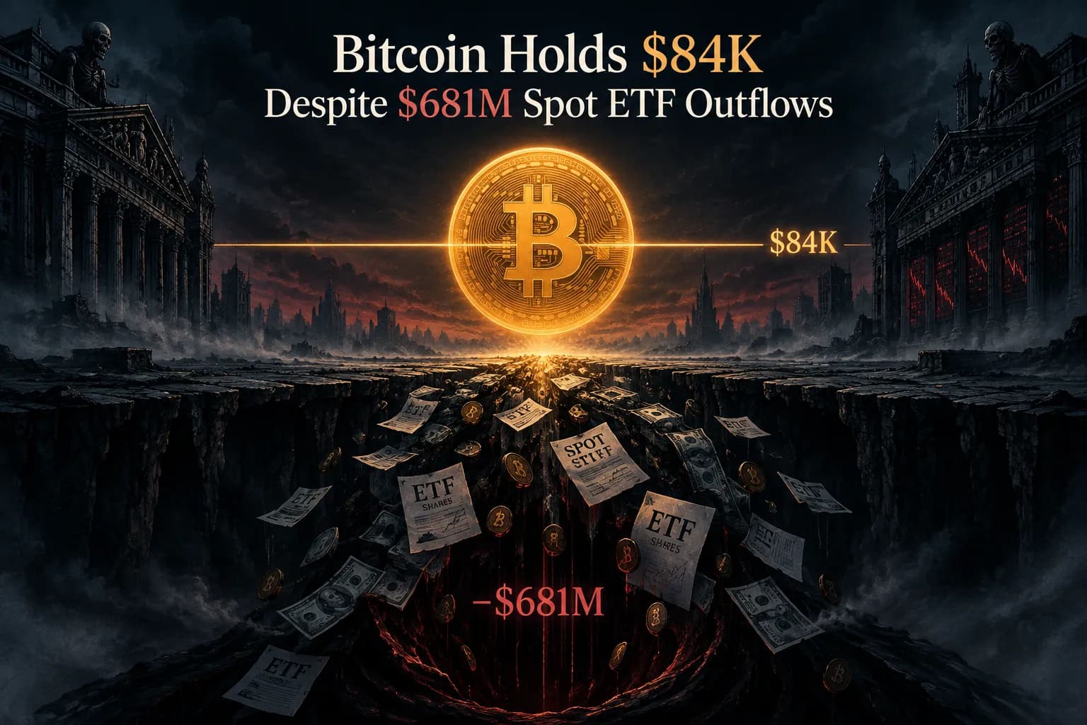 Bitcoin Holds $84K Despite $681M Spot ETF Outflows