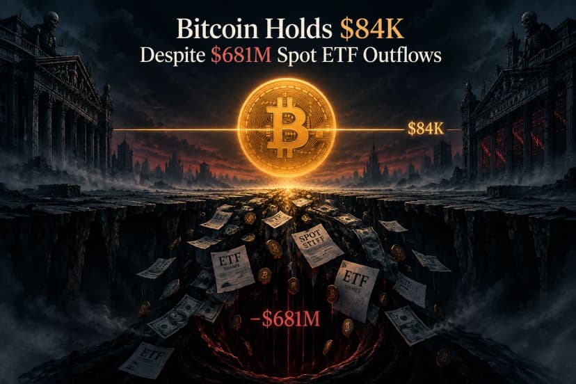 Bitcoin Holds $84K Despite $681M Spot ETF Outflows